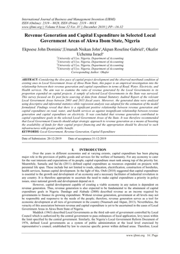 Revenue Generation and Capital Expenditure in Selected Local Government Areas of Akwa Ibom State, Nigeria