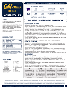 Cal Game Notes