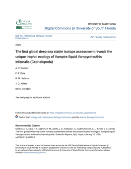 The First Global Deep-Sea Stable Isotope Assessment Reveals the Unique Trophic Ecology of Vampire Squid Vampyroteuthis Infernalis (Cephalopoda)