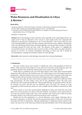 Water Resources and Desalination in Libya: a Review †