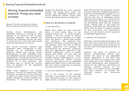 Moving Towards Embedded Android: Things You
