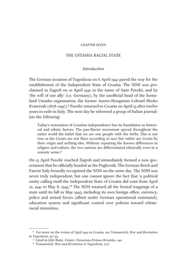 The Ustasha Racial State Introduction the German Invasion of Yugoslavia