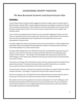 Overcoming Poverty Together. the Economic and Social Inclusion Plan