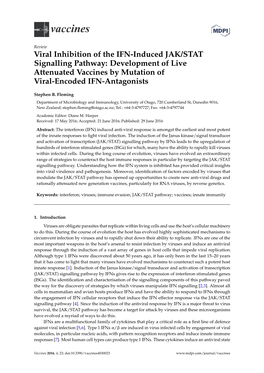 Viral Inhibition of the IFN-Induced JAK/STAT Signalling Pathway: Development of Live Attenuated Vaccines by Mutation of Viral-Encoded IFN-Antagonists