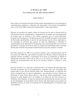 A 40 Años De 1968 “La Crónica De Un Año Maravilloso”