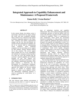 Integrated Approach to Capability Enhancement and Maintenance: a Proposed Framework