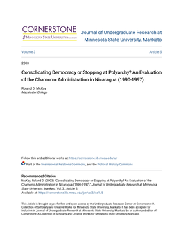 Consolidating Democracy Or Stopping at Polyarchy? an Evaluation of the Chamorro Administration in Nicaragua (1990-1997)