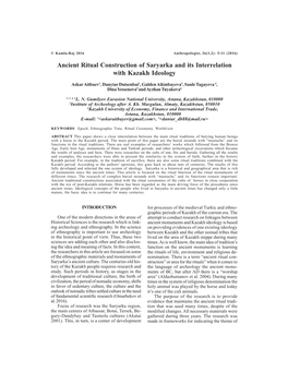 Ancient Ritual Construction of Saryarka and Its Interrelation with Kazakh Ideology