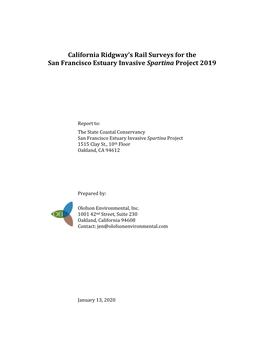 2019 Ridgway's Rail Report