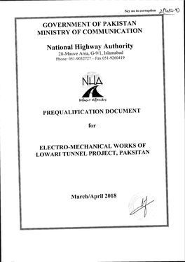 National Highway Authority 28-Mauve, Area, G-9Li ISLAMABAD