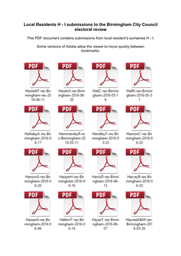 I Submissions to the Birmingham City Council Electoral Review