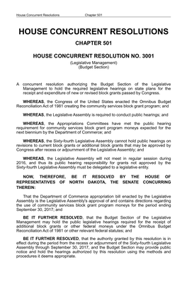 Session Laws House Concurrent Resolutions