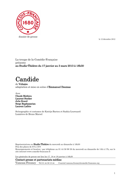 Dossier De Presse Candide 2012