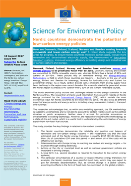 Nordic Countries Demonstrate the Potential of Low-Carbon Energy Policies