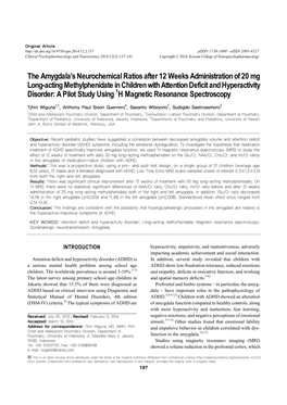 The Amygdala's Neurochemical Ratios After 12 Weeks