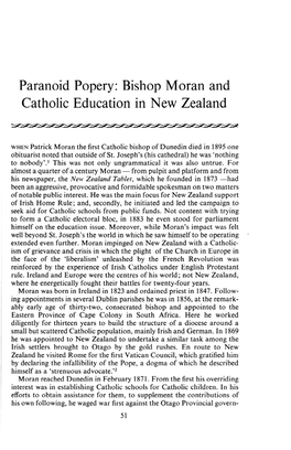 Paranoid Popery: Bishop Moran and Catholic Education in New Zealand