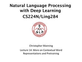 Natural Language Processing with Deep Learning CS224N/Ling284