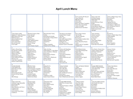 April Lunch Menu