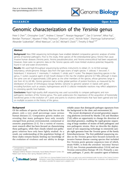 Genomic Characterization of the Yersinia Genus