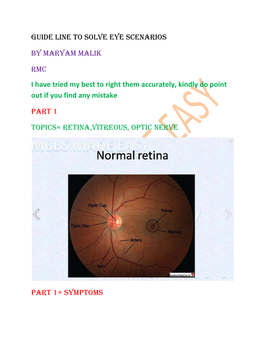 Guide Line to Solve Eye Scenarios by Maryam Malik