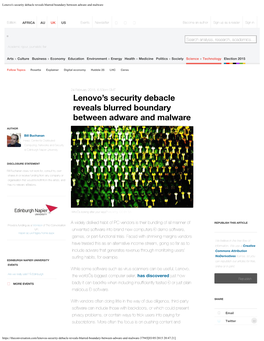 Lenovo's Security Debacle Reveals Blurred Boundary Between Adware and Malware