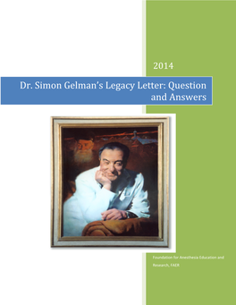 Dr. Simon Gelman's Legacy Letter