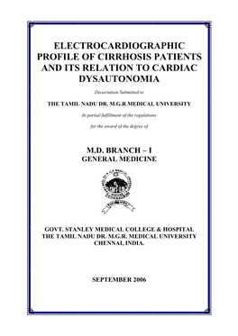 Electrocardiographic Profile of Cirrhosis Patients and Its Relation to Cardiac Dysautonomia