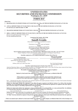 Sanofi-Aventis Form 20-F 2008