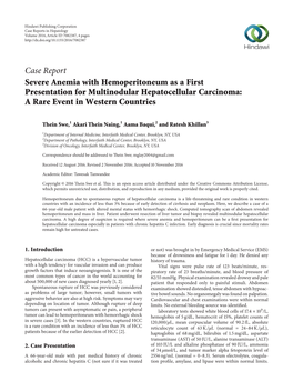 Severe Anemia with Hemoperitoneum As a First Presentation for Multinodular Hepatocellular Carcinoma: a Rare Event in Western Countries