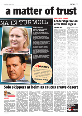 ICAL ARENA in TURMOIL After Delia Digs in HOW WILL the CHRISTOPHER WALSH President Requesting a Leader- Ship Spill