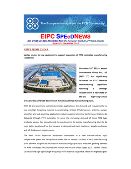 EIPC Speednews the Weekly On-Line Newsletter from the European Institute of Printed Circuits