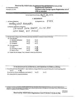 Supplemental Statement Washington, DC 20530 Pursuant to the Foreign Agents Registration Act of 1938, As Amended