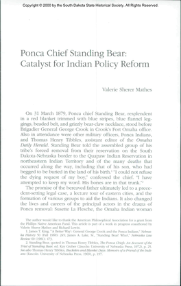 Ponça Chief Standing Bear: Catalyst for Indian Policy Reform