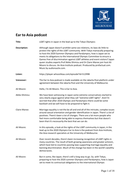 Ear to Asia Episode 60 Transcript