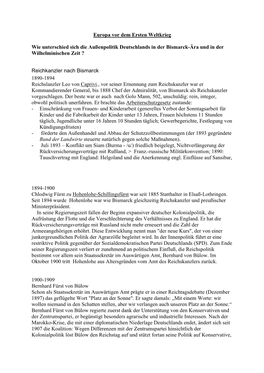 Europa Vor Dem Ersten Weltkrieg Wie Unterschied Sich Die Außenpolitik Deutschlands in Der Bismarck-Ära Und in Der Wilhelminisc