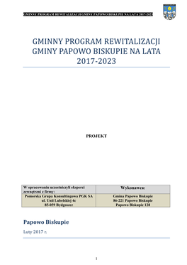Gminny Program Rewitalizacji Gminy Papowo Biskupie Na Lata 2017-2023