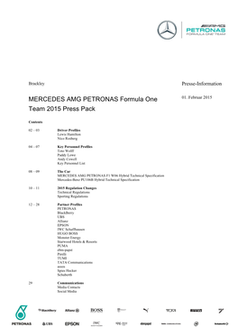 MERCEDES AMG PETRONAS Formula One Team 2015 Press Pack