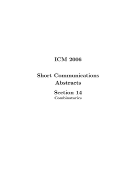 ICM 2006 Short Communications Abstracts Section 14