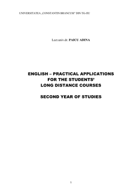 English – Practical Applications for the Students’ Long Distance Courses