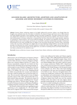 Javanese Islamic Architecture: Adoption and Adaptation of Javanese and Hindu-Buddhist Cultures in Indonesia
