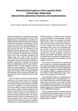 Central Alps, Switzerland) Deduced from Paleostress Inversions and Morphotectonics