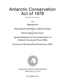 Antarctic Conservation Act of 1978 (Public Law 95–541)