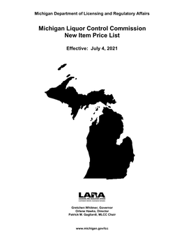 Michigan Liquor Control Commission New Item Price List
