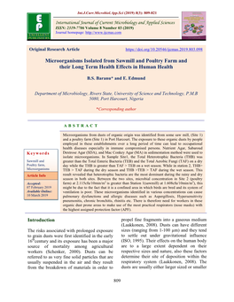 Microorganisms Isolated from Sawmill and Poultry Farm and Their Long Term Health Effects in Human Health