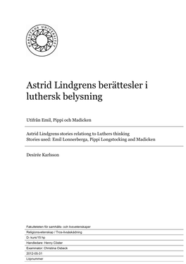 Astrid Lindgrens Berättesler I Luthersk Belysning