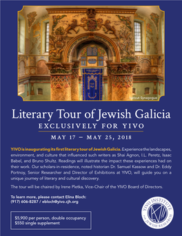 Literary Tour of Jewish Galicia Exclusively for Yivo May 17 – May 25, 2018