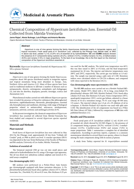 Chemical Composition of Hypericum Laricifolium Juss. Essential Oil