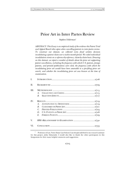 Prior Art in Inter Partes Review