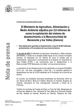 13.07.11 Adjudicación Benavente Y Los Valles, Zamora