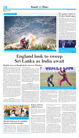 England Look to Sweep Sri Lanka As India Await Shakib Stars in Bangladesh Win Over Windies COLOMBO: Joe Root’S England Will Look to Sweep World Test Championship